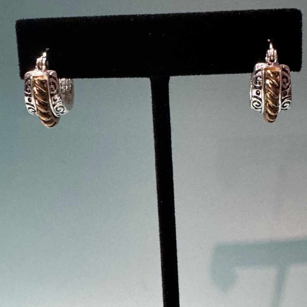 Silver and Gold Scroll by Dillard’s Hoop Earrings (NWT)
